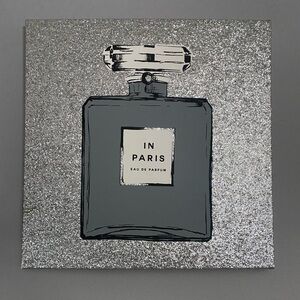 Silver Glitter Perfume Canvas Art